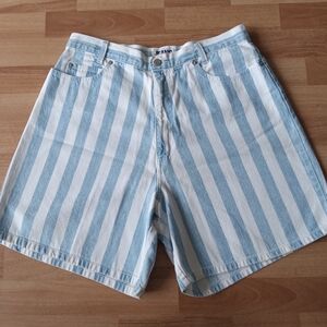 Vintage Striped Denim Jean Shorts Ultra High Waist Mom Shorts 32" Waist